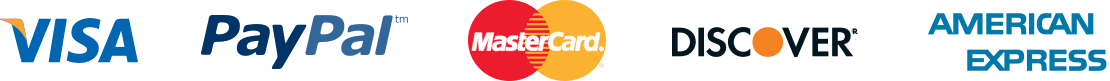 Payment methods accepted at the checkout: Visa, PayPal, Mastercard, Discover and American Express
